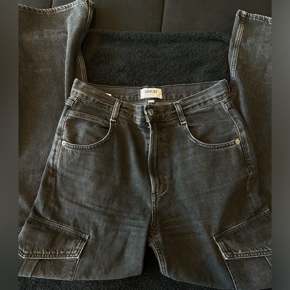 Agolde black denim cargo pants.
